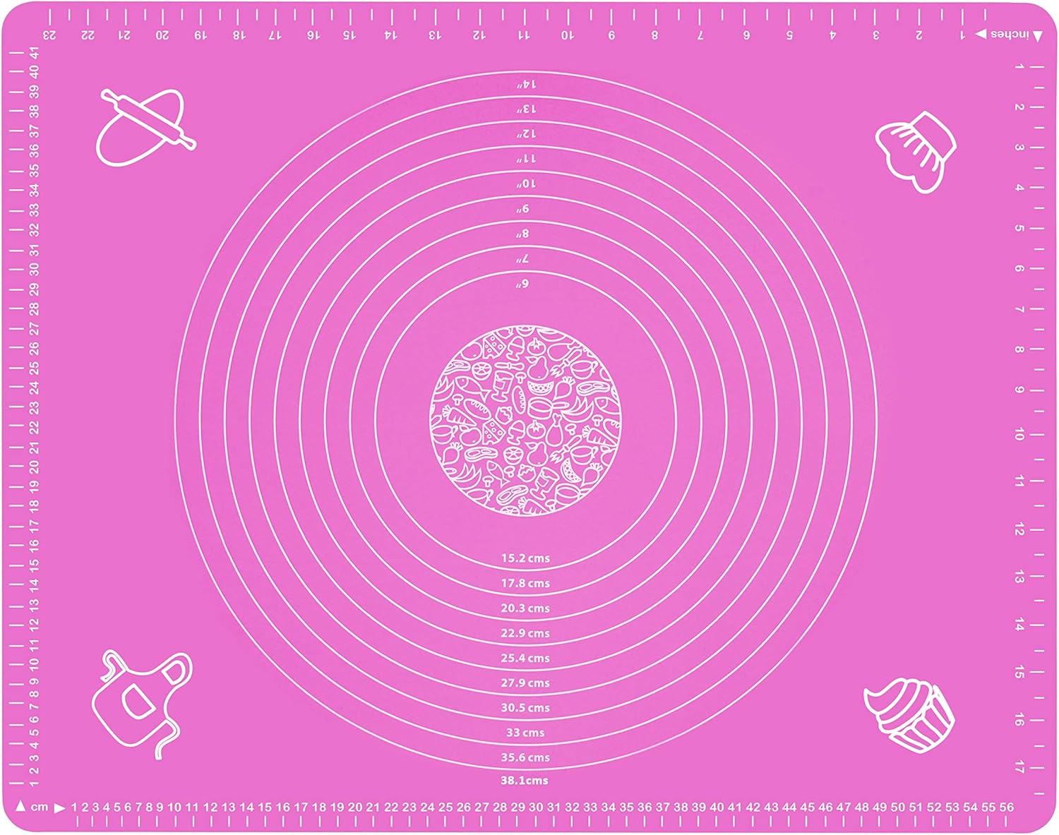 Silicone Baking Mat for Rolling Pastry Dough with Measurements, 25.6 x 17.7 BPA Free Non stick and Non Slip Pink Table Sheet Baking Supplies for Bake Pizza Cake