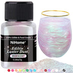 NiHome Edible Food-Grade Glimmer Powder Glitter Luster Dust Metallic Food Decorating Sprinkle Glimmery Dust for Drink Wine Beverage Cake Candy Dessert Bakery Restaurant Vegan (0.18oz/5g, Iridescent)