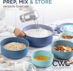 COOK WITH COLOR Prep Bowls with Lids- Wide and Deep Nesting Plastic Small Mixing Bowl Set with Lids, 12 Piece Set - Wide Bowls, Blue