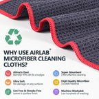 Airlab Microfiber Cleaning Cloth Waffle Weave Dust Rags for Household Kitchen Towel Absorbent Quick Drying Cleaning Rags Streak Free Lint Free, 6 Pack,12 x 12 Inches, Grey