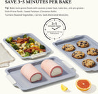 BRONYPRO Non Stick Ceramic Baking Sheet Pan Set of 3, Natural Non Toxic Cookie Sheets for Baking - PFOA, PTFE Free, Heavy Duty Aluminized Steel Oven Trays for Cooking with Silicone Handles, Cream