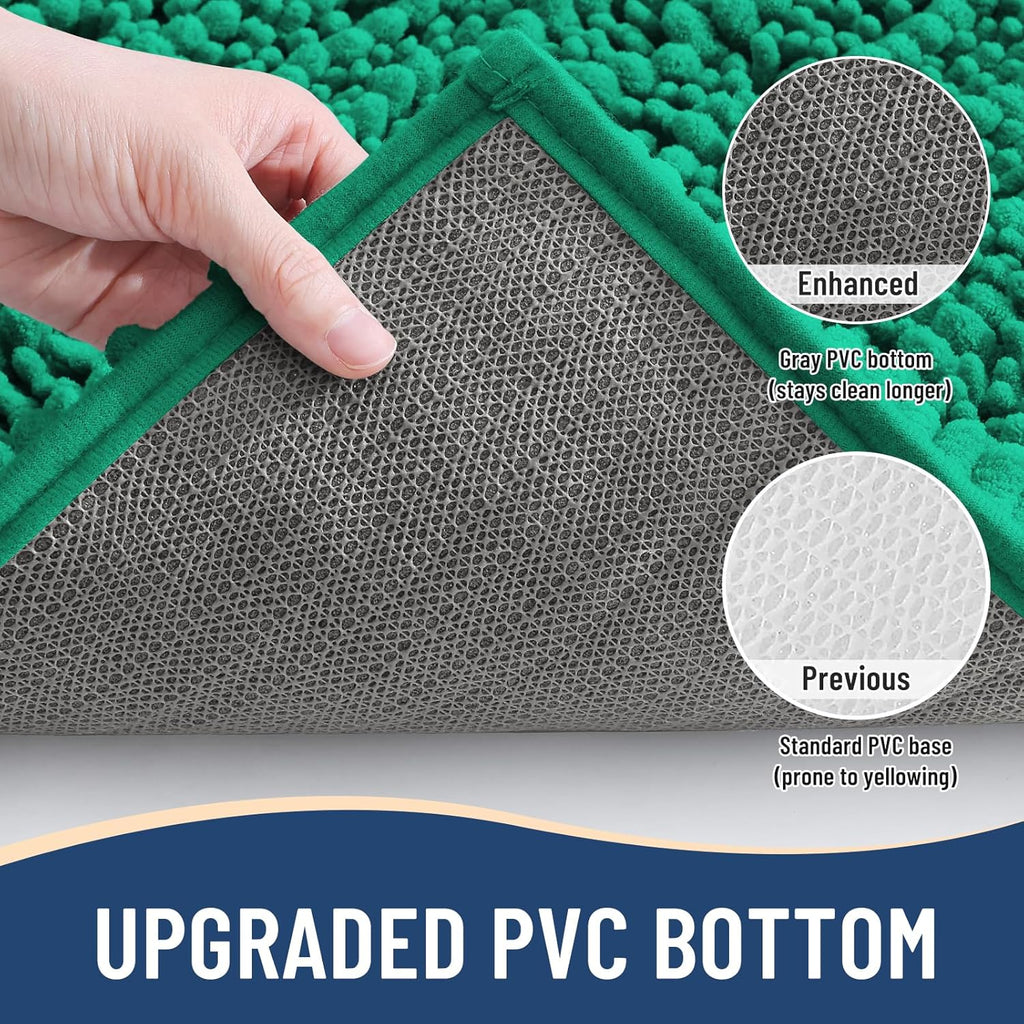 Arotive Luxury Chenille Bathroom Rug Mat, Extra Soft Thick Absorbent Shaggy Bath Rugs, Non-Slip Machine Wash Dry, Plush Bath Mats for Bathroom, Shower and Tub, 30x20, Emerald