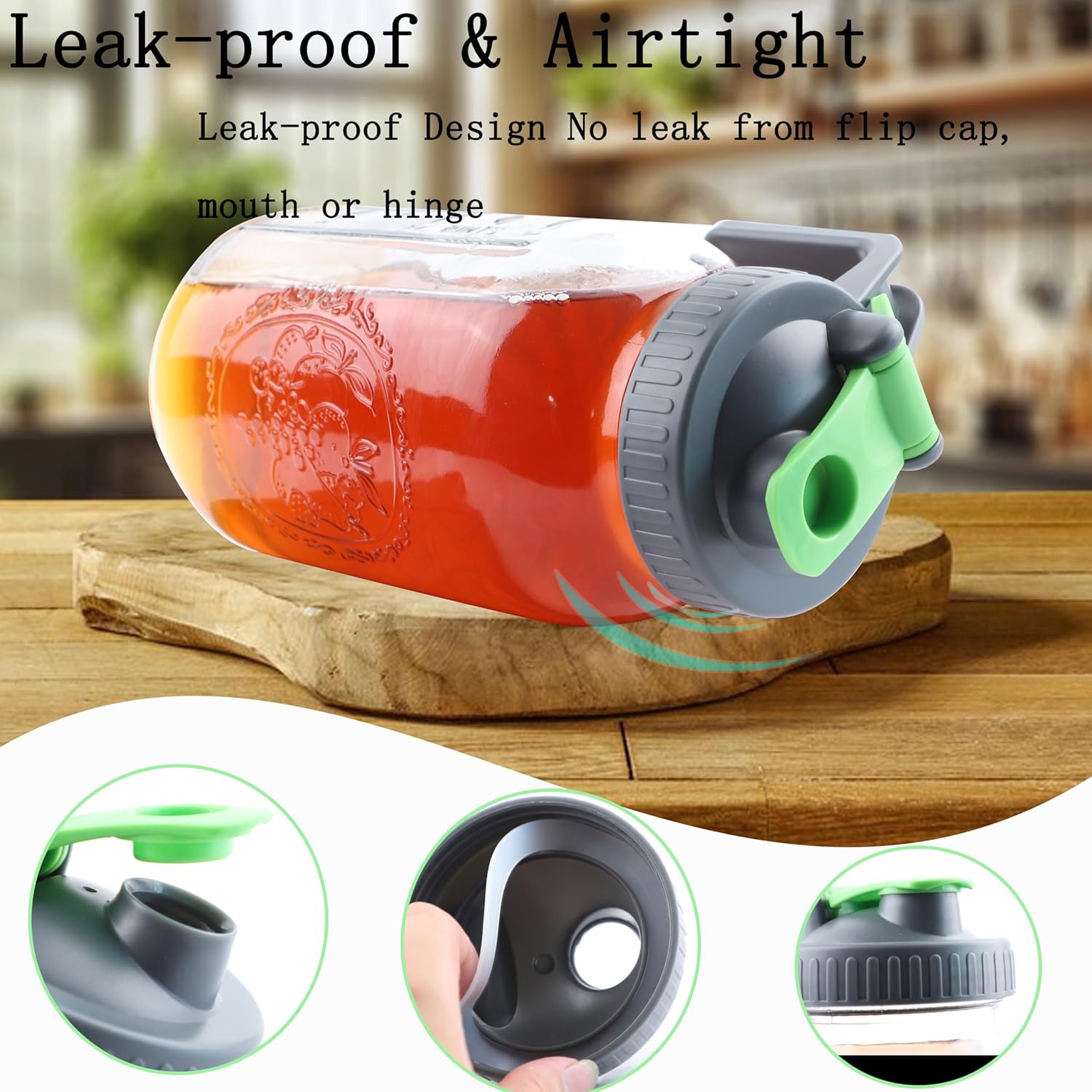 Cold Brew Mason Jar Iced Coffee Maker 64 Oz Wide Mouth Jar Cold Brew Pitcher With Coffee Filter Food Grade Airtight & Leak-Proof Pitcher 2 Quart