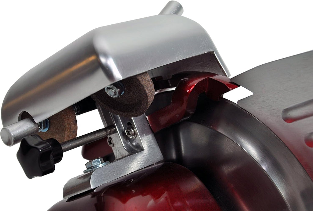 KWS MS-6RS Premium 200w Electric Slicer 7.67-Inch in Red Stainless Steel Blade, Frozen Meat Deli Meat Cheese Food Slicer Low Noises Commercial and Home Use