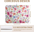 Spring Floral Dish Drying Mat Flowers Summer Kitchen Mat Dish Drying Pad Absorbent Dish Dryer Mat for Kitchen Countertops Microfiber Dishes Drainer Pad Dish Drying Rack Mat (18x24 in)