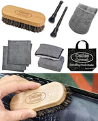 PRO Car Interior Cleaning Kit (9-Piece) - Deep Clean Tools for Leather, Dashboard & Upholstery | Boar Bristle Brush, Dual-Sided Scrub Sponge, Microfiber Towels, Polish Scrub Mitt, Detailing Brushes