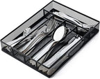 Silverware Organizer Metal Mesh, Small Drawer Organizer, Utensil Cutlery Tray for kitchen drawers, Flatware Organizer with 5 Compartment, Black(9.3"*12.6")