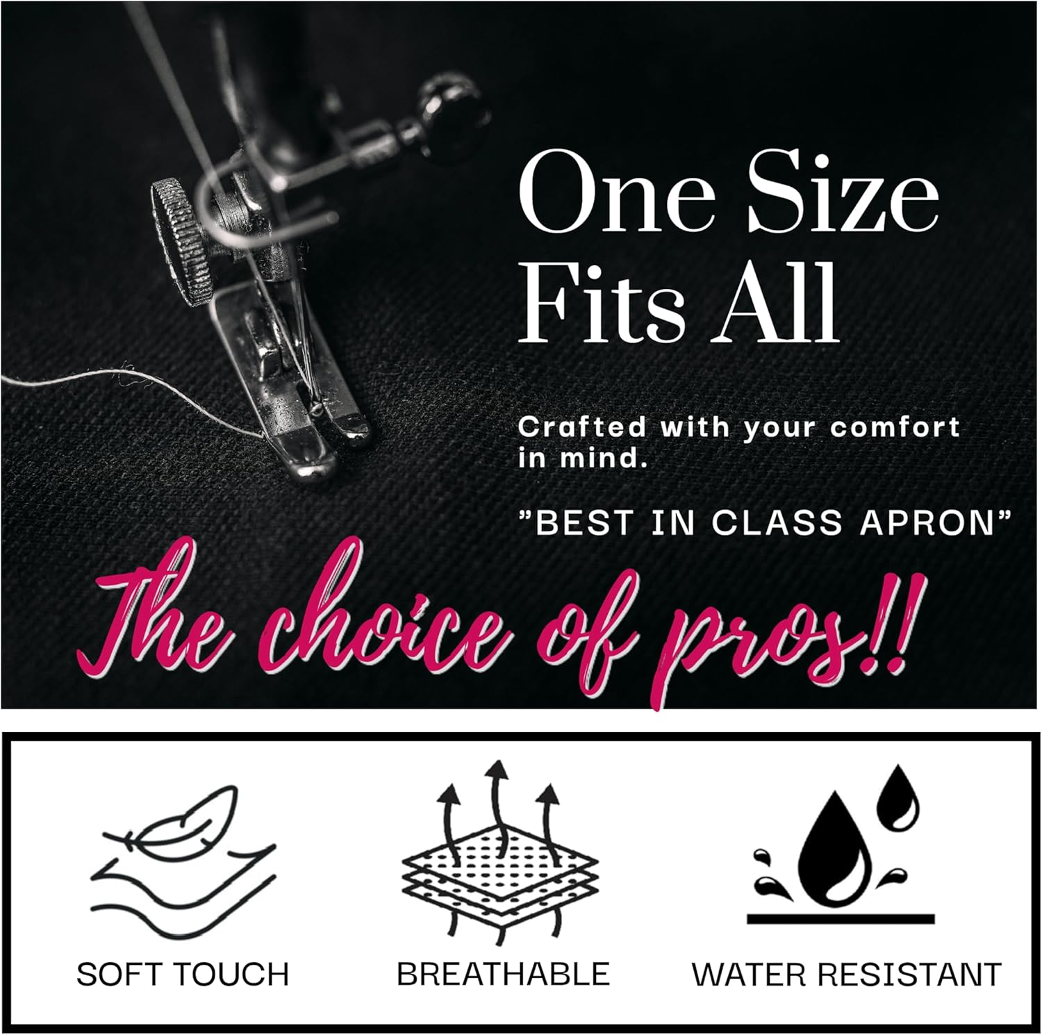 Pomp 2 Pack Premium Bib Aprons | Adjustable Neck + 2 Pockets | Water + Oil Resistance | Men & Women's Kitchen Cooking Aprons