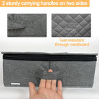 Platter Storage Case - Stackable China Storage Containers Hard Shell with Durable Zipper & Label & Sturdy Handles, 5.3” Height, Structured Top, 4 Felt Dividers Included (Dark Gray)