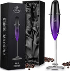 Zulay Kitchen Executive Series Milk Frother Wand - Upgraded & Improved Stand - Ideal Coffee Gift - Coffee Frother Handheld Foam Maker For Lattes - Electric Milk Frother Handheld For Cappuccino