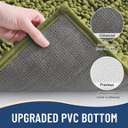 Arotive Luxury Chenille Bathroom Rug Mat, Extra Soft Thick Absorbent Shaggy Bath Rugs, Non-Slip Machine Wash Dry, Plush Bath Mats for Bathroom, Shower and Tub, 24x16, Willow Green