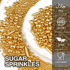 Gold Pearl Heart Sprinkles, Pearls Sprinkles For Cake Decorating, 150g/5.29oz Mix Size Sugar, Donuts, Cakes, Ice Cream, Mother's Day, Valentine's Day, Wedding Party, Christmas Supplies