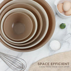 Rae Dunn Mixing Bowls with Lids - 10 Piece Plastic Nesting Bowls Set includes 5 Prep Bowls and 5 Lids (Brown)