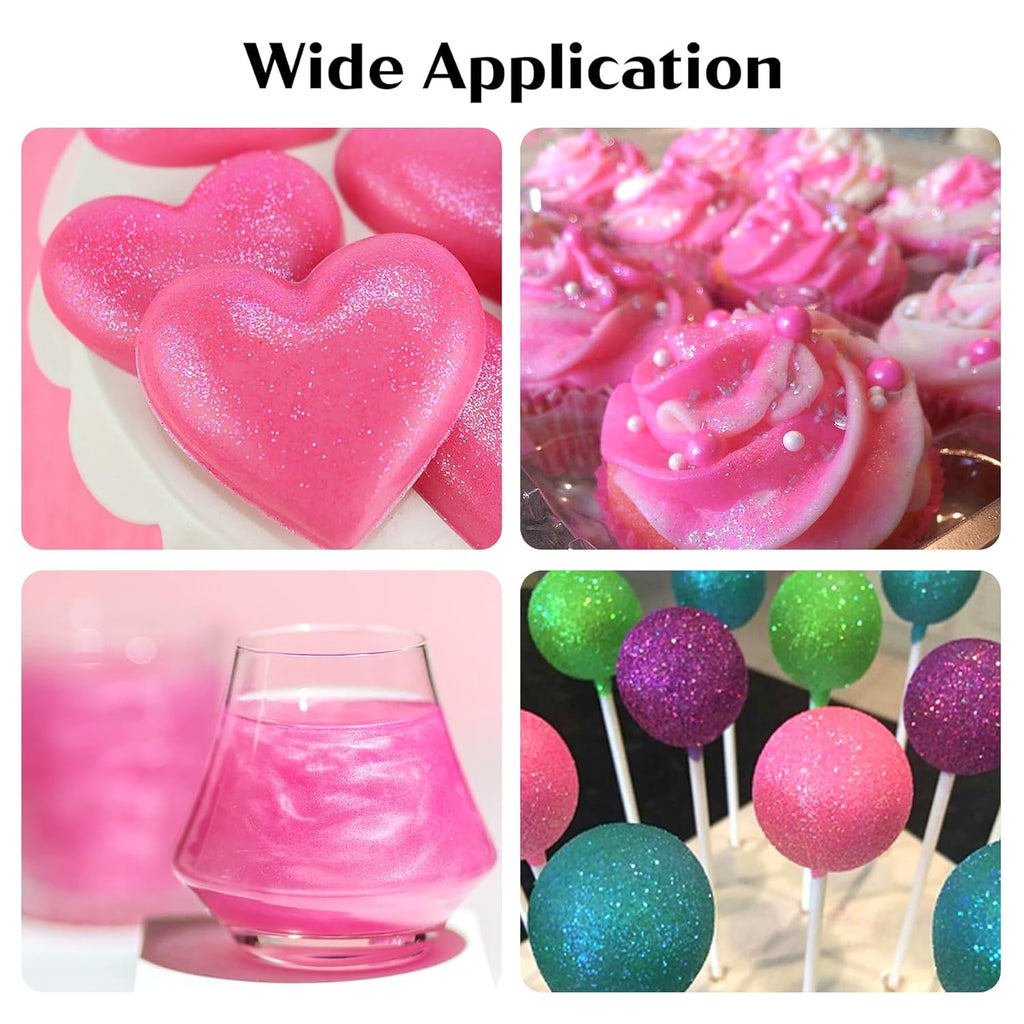 Pink Edible Glitter for Cocktails Luster Dust Edible Pink Drink Glitter Food Grade Shimmer Powder for Cakes Beverage Chocolate, 6g