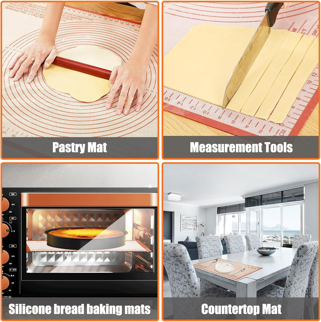 Silicone Pastry Mat 34x26 Inch Nonstick Baking Mats, Kitchen Counter Mat Perfect for Dough, Pastry, Dough Rolling, Kneading Board, Pie Crust, Fondant, Pasta, Pizza Mat