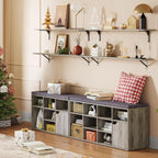 DINZI LVJ Long Wall Shelves, 47.3Inch Wall Mounted Shelves Set of 2, Extra Large Wall Storage Ledges with Sturdy Metal Brackets for Living Room, Bathroom, Bedroom, Kitchen, Grey Wash