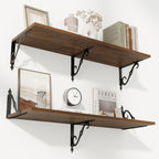 RICHFOCUS 12 Inch Deep Floating Shelves for Wall, 36" W x 12" D Wood Wall Shelves Set of 2, Wide Floating Shelves for Living Room, Bedroom, Kitchen, Bathroom and Decor Storage, Walnut