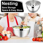 E-far Mixing Bowls with Lids, 12-Piece Stainless Steel Salad Bowls Metal Nesting Bowls for Baking Cooking and Prepping, Airtight Lids & Stackable Design, Size 7, 4.5, 3, 1.5, 1.2, 0.7 QT (Black)