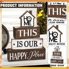 Farmhouse Wooden Tabletop Decor Rustic There's No Place Like Home Table Centerpiece Home Wood Blocks Sign Gifts Farmhouse Tiered Tray Decor for Kitchen Table Shelf Desk Mantel Decoration