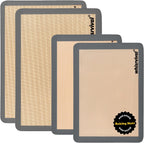 4 Pack Silicone Baking Mat, Non-Stick Silicone Baking Sheet, Food Safe, 480℉ Heat Resistant, 2 Half & 2 Quarter (Grey)