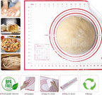 Adjustable Rolling Pin 19 Baking Tool Set and Silicone Baking Pastry Mat Set,Thickness Rings,Stainless Steel Dough Roller Rolling Pins for Baking Dough, Pizza, Pie, Pastrie(Red Mat)