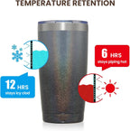 MEWAY 20oz Tumbler 4 Pack Double Wall Vacuum Insulated Travel Glitter Mug Bulk, Stainless Steel Tumblers with Lid and Straw, Powder Coated Coffee Cups for Woman(Gradient Black,Set of 4)