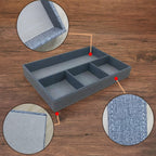 Desktop Storage Organizer, Bedside Table or Storage rack Leather Tray, Valet Tray, Dresser Organizer, 4 Compartments,PU Leather Drawer Storage Organizer Decorative Trays. (gray)
