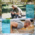 Personal Water Filter Straw, Reusable Stainless Steel Water Filter Drinking Straw Portable Outdoor Emergency Survival Gear for Hiking, Camping, Travel, Hunting & Fishing (Large)