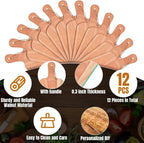 Patelai 12 Packs Wooden Cutting Board Set with Handles Large Kitchen Serving Plain Chopping Board Bulk Gifts for Mom for Vegetables Meat Pizza Cheese Fruit Bread(Walnut,15 x 7 Inch)