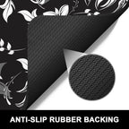 Rnivvi Dish Drying Mat for Kitchen Counter, 16 x 18" Cute Flower Theme Absorbent Heat Resistant Drying Pad with Non-slip Rubber, Coffee Bar Mats for Dish Rack Kitchen Accessories, Black White