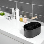 Alpha Living Home 4-Compartment Flatware Caddy - Metal Cutlery Holder Silverware & Condiment Organizer, Perfect for Kitchen, Dining, and Picnics (Black)