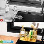 Cisily Gold Kitchen Sink Caddy Organzier with High Brush Holder, Sponge Holder for Sink, 304 Rustproof Stainless, Kitchen Countertop Soap Dispenser Organizer, Home Decor and Accessories