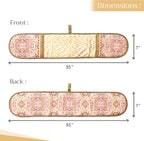 Maison d' Hermine Double Oven Mitts 100% Cotton 7"x35" Double Oven Mitt Heat Resistant BBQ Cooking Gloves with Loop, Baking, Grilling, Home, Kitchen, Handling Hot Pans (Damask)