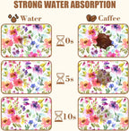 Floral Watercolor Dish Drying Mat Colorful Flowers Coffee Bar Mat for Countertop Hide Stain Rubber Backed Absorbent Dish Drainer Rack Pad Coffee Pot Espresso Machine Dining Room Decor 11.8 x 19.7 Inch