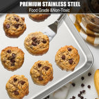 Baking Sheet Cookie Sheet Set of 2, Umite Chef Stainless Steel Baking Pans Tray Professional 9 inch, Non Toxic & Healthy, Mirror Finish & Rust Free, Easy Clean & Dishwasher Safe