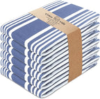 Urban Villa Kitchen Towels 100% Cotton Dish Towels for Kitchen (Set of 6) 20”x30” Dish Cloths Highly Absorbent Kitchen Linen Set with Hanging Loop Perfect for Drying Dishes Cleaning Towels-Blue White