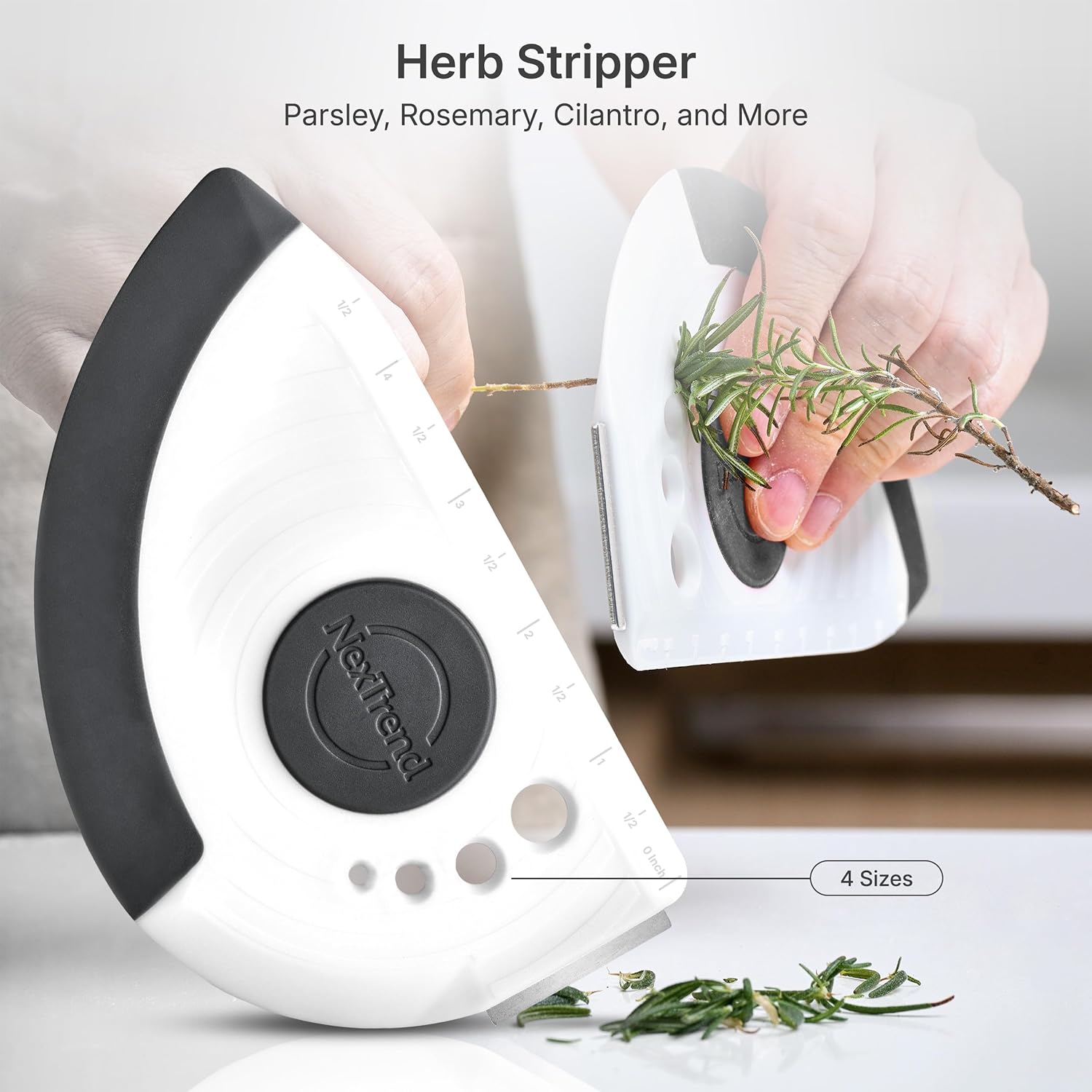 Nextrend BakerScraper – 5-in-1 Flexible Bowl Scraper, Bench Scraper and Dough Scraper with Stainless Steel Edge, Ruler & Herb Stripper – BPA Free, Dishwasher Safe - Gray