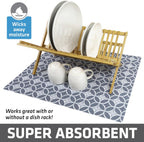 Drymate XL Dish Drying Mat, Oversized (19”x24”), Low-Profile, Super Absorbent, Quick Dry Fabric, Waterproof & Slip-Resistant, for Kitchen Counter, Trimmable, Easy to Clean (USA Made)(Indigo Grey)