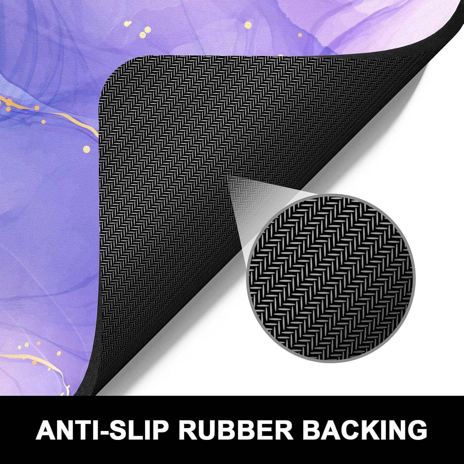 Rnivvi Dish Drying Mat for Kitchen Counter, 16 x 18" Cute Marble Theme Absorbent Heat Resistant Drying Pad with Non-slip Rubber, Coffee Bar Mats for Coffee Machine Dish Rack Kitchen Decor, Purple