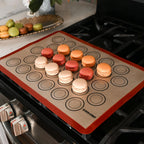 Macaron Silicone Baking Mats - Non-Stick Macaron Mat for Easy Baking | Heat Resistant & Dishwasher Safe Macaron Baking Mat | Reusable & Eco-Friendly, 1/2 Sheet Size - Pack of 4 - For Macarons And More