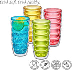 Amazing Abby - Arctic - 24-Ounce Insulated Plastic Tumblers (Set of 4), Double-Wall Plastic Drinking Glasses, Mixed-Color High-Balls, Reusable Cups, BPA-Free, Shatter-Proof, Dishwasher-Safe