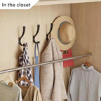 6 Pack Hanging Coat Hooks Wall Mount, Coat Hanger Wall Hangers, Metal Hooks for Hanging Heavy Duty, Screw in Hooks for Hanging Towels, Clothes, Backpack, Hat, Bag, Jacket, Key, Robe, Backpack Black