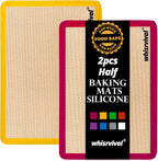 Silicone Baking Mat, 2 colors Half Sheet(16.5"x11.6") Non-Stick Baking Mat, Food Safe Silicone Mats for Baking Cookies, Macarons, Vegetables, 480℉ Heat Resistant (Deep Raspberry & Amber)