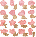16Pcs Ocean Animal Cookie Cutters with Plunger Stamps Set, Fish, Dolphin, Starfish Plastic Biscuit Cutters, Sea Themed DIY Embossing Cutter for Biscuit Cookie Fondant Cheese Baking (F16)