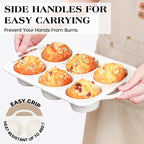2 Pcs Jumbo Muffin Pan with Metal Frame, Nonstick 6 Cup Extra Large Cupcake Pan for Baking, Silicone Deep Muffin Tray for Egg Bites (Cream)