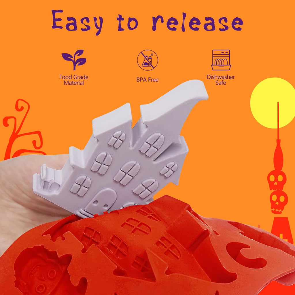 2Pcs Halloween Pumpkin Molds Silicone for Chocolate Candy, 3D Halloween pumpkin Molds Silicone for Candy Gummy (Mix)