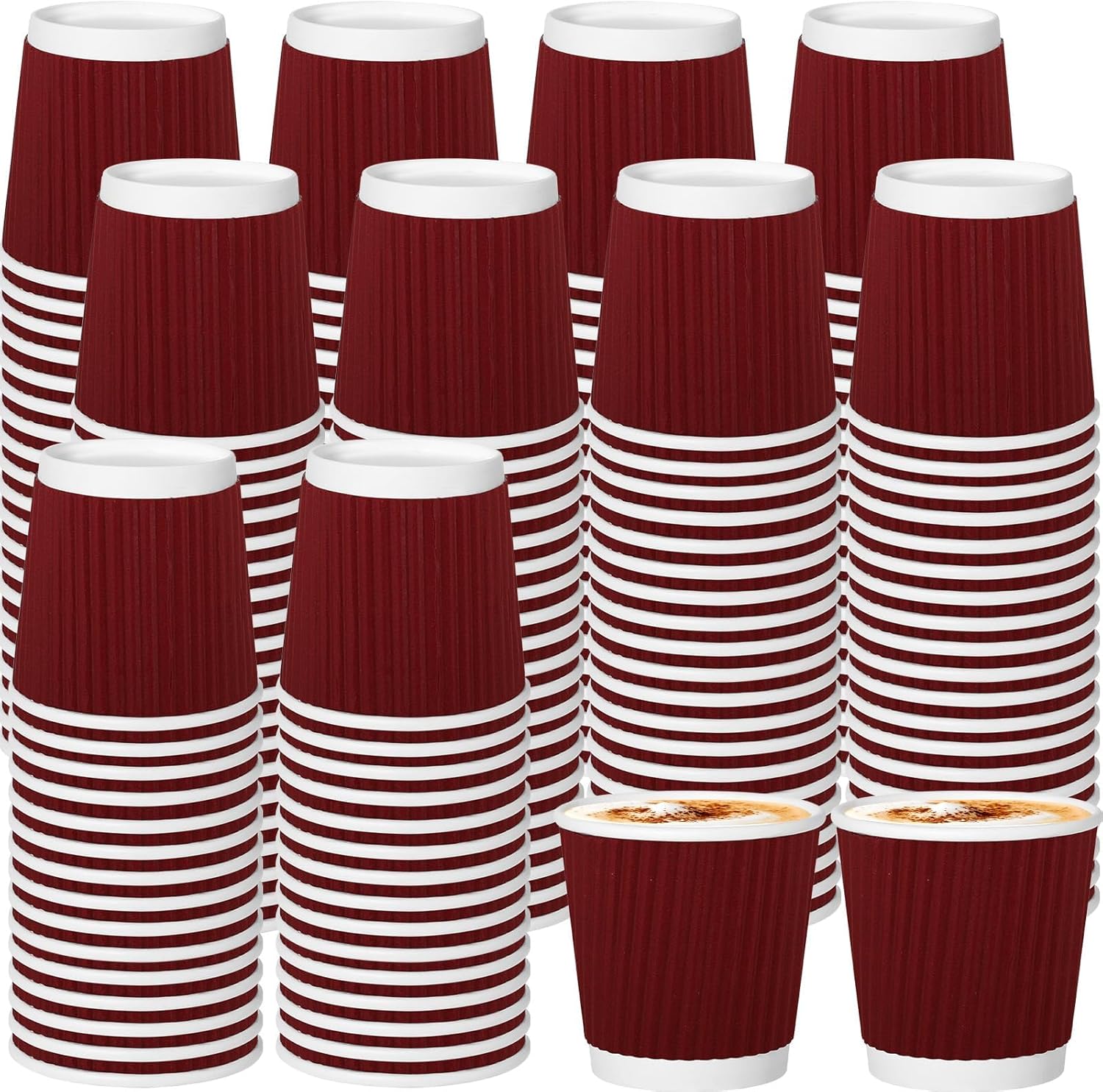 240Pack Paper Espresso Coffee Cups, 4 oz Disposable Coffee Cups,Corrugated Insulated Ripple Wall, Paper Ripple Cups for Coffee, Hot Chocolate and Hot Tea Drinks -Red