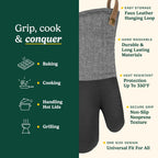 Cuisinart Heritage Kitchen Oven Mitts – Heat-Resistant Kitchen Mitts for Oven with Non-Slip Neoprene Palm, Long Cuff, and Cotton Filling – Durable Oven Gloves for Cooking, Baking, & Grilling