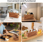 Acacia Wooden Silverware Holder,Kitchen Utensil Caddy with 3 Compartments,Cutlery Storage Organizer Countertop,Flatware Organizer for Party,Spoon, Fork Holder