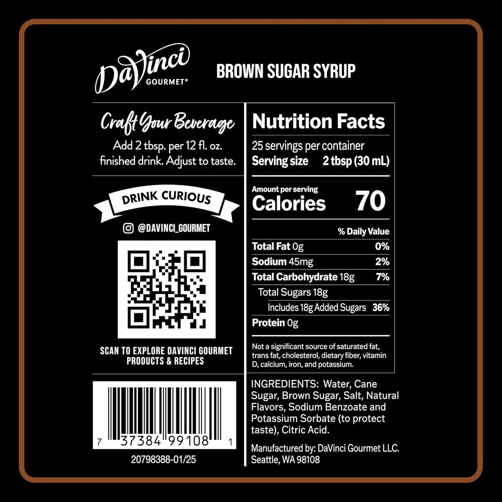 DaVinci Gourmet Brown Sugar Syrup, 25.4 Fluid Ounces (Pack of 4)